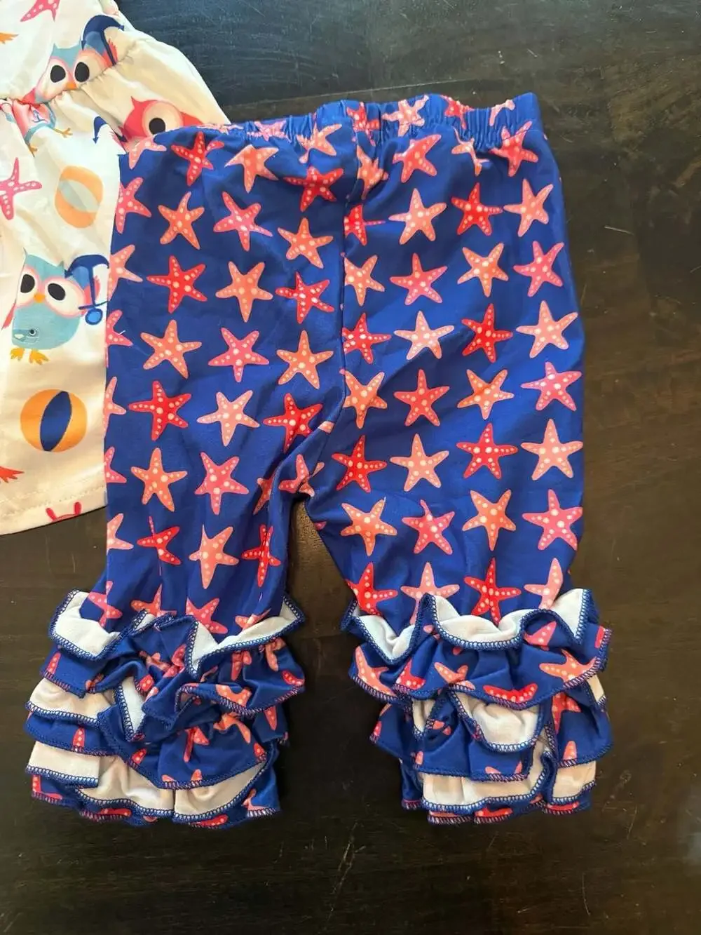 Pete + Lucy Owl and Starfish Print Tunic Top and Ruffle Leggings Set